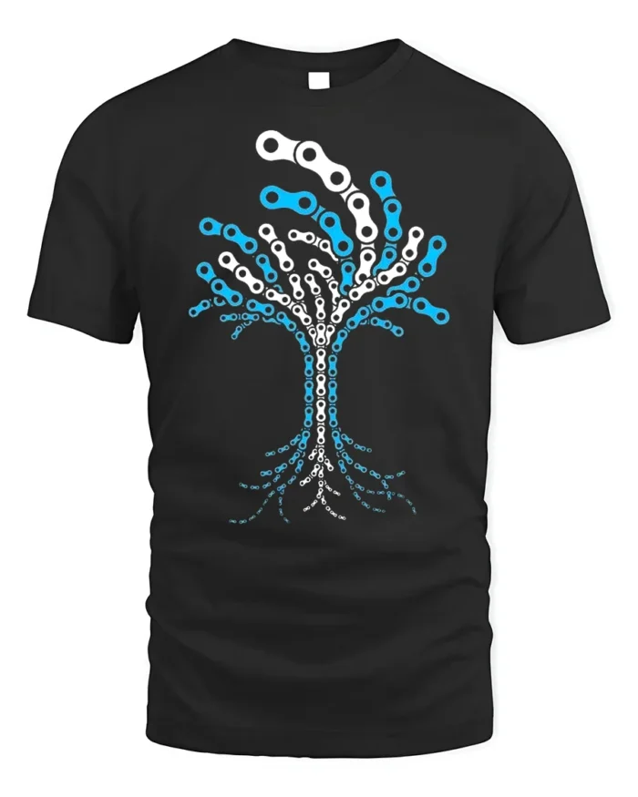 Tree of Life Bike Chain Graphic T-Shirt for Men - black t-shirt on white background