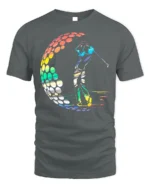 Colorful Golf Swing T-Shirt Retro Rainbow Golfer Tee - gray t-shirt on white background