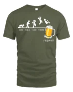 Funny Friday Beer Evolution T-Shirt for Weekend Lovers - military green t-shirt on white background