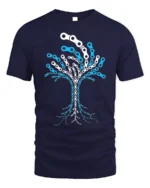 Tree of Life Bike Chain Graphic T-Shirt for Men - navy t-shirt on white background