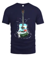 Snoopy Guitar Forest T-Shirt Nature Music Lover Tee - navy t-shirt on white background