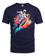 Color Splash Mountain Bike T-Shirt for Adventure Riders - navy t-shirt on white background