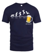 Funny Friday Beer Evolution T-Shirt for Weekend Lovers - navy t-shirt on white background