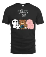 Happy Father’s Day Family Bears Pigs T-Shirt - black t-shirt on white background