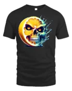 Citrus Skull Explosion T-Shirt Spooky Fruit Graphic - black t-shirt on white background