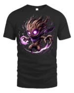 Dark Cosmic Tree Warrior T-Shirt - Fantasy Power Graphic - black t-shirt on white background