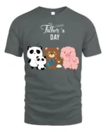Happy Father’s Day Family Bears Pigs T-Shirt - gray t-shirt on white background