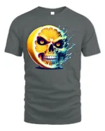 Citrus Skull Explosion T-Shirt Spooky Fruit Graphic - gray t-shirt on white background