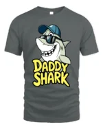 Daddy Shark T-Shirt Funny Father’s Day Gift for Dad - gray t-shirt on white background
