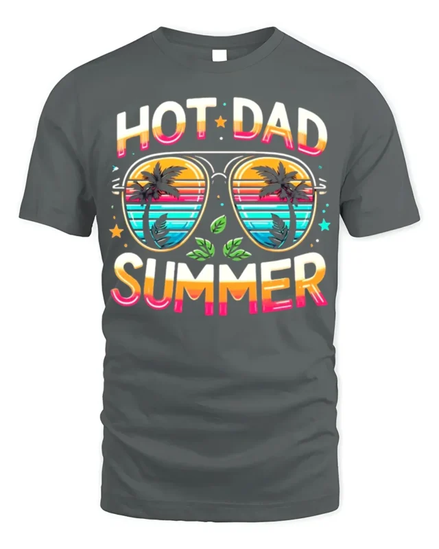 Hot Dad Summer T-Shirt Funny Retro Beach Dad - gray t-shirt on white background