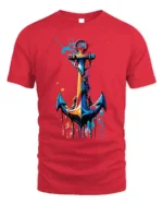 Colorful Anchor T-Shirt Nautical Art for Ocean Lovers - red t-shirt on white background