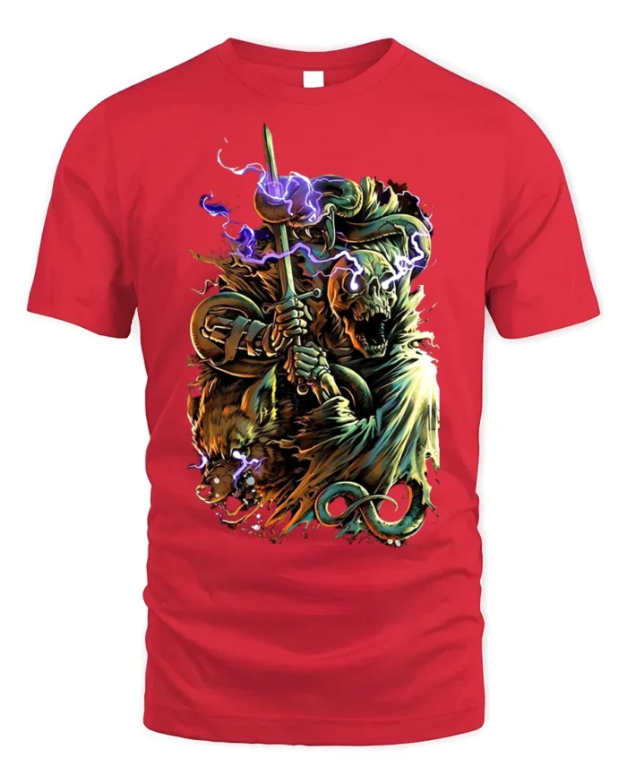 Electric Beast Warrior T-Shirt Epic Fantasy Battle - red t-shirt on white background