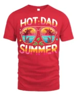 Hot Dad Summer T-Shirt Funny Retro Beach Dad - red t-shirt on white background