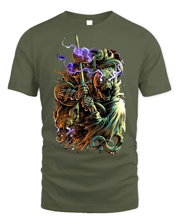 Electric Beast Warrior T-Shirt Epic Fantasy Battle - military green t-shirt on white background