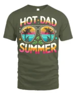 Hot Dad Summer T-Shirt Funny Retro Beach Dad - military green t-shirt on white background