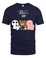Happy Father’s Day Family Bears Pigs T-Shirt - navy t-shirt on white background