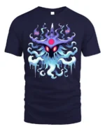 Mystic Spirit Monster T-Shirt Glow in Dark Look Ghost Tee - navy t-shirt on white background
