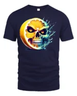 Citrus Skull Explosion T-Shirt Spooky Fruit Graphic - navy t-shirt on white background