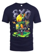 Space Chicken Explorer T-Shirt Funny Sci-Fi Animal - navy t-shirt on white background