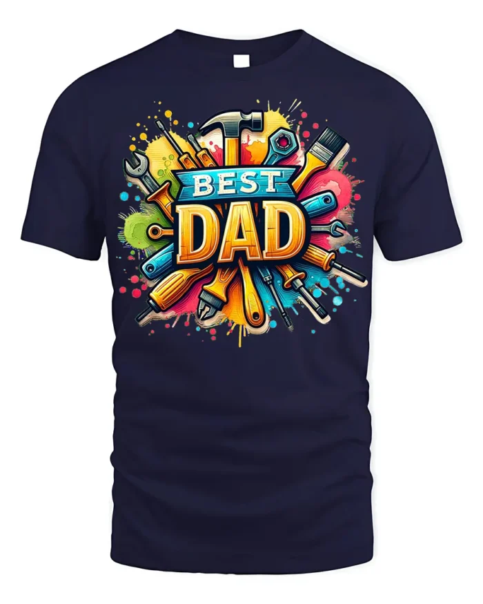 Best Dad Tool Design T-Shirt Perfect Father’s Day Gift - navy t-shirt on white background