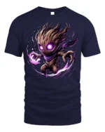 Dark Cosmic Tree Warrior T-Shirt - Fantasy Power Graphic - navy t-shirt on white background