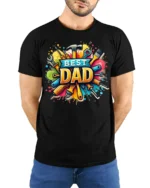 Best Dad Tool Design T-Shirt Perfect Father’s Day Gift - model wearing black shirt, hands behind back