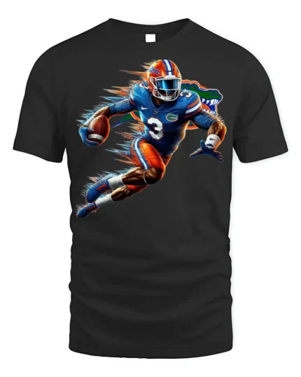 Florida Gators Football T-Shirt Dynamic Running - black t-shirt on white background