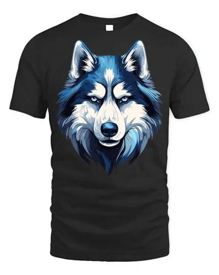 Blue Wolf T-Shirt Bold Graphic for Animal Lovers - black t-shirt on white background