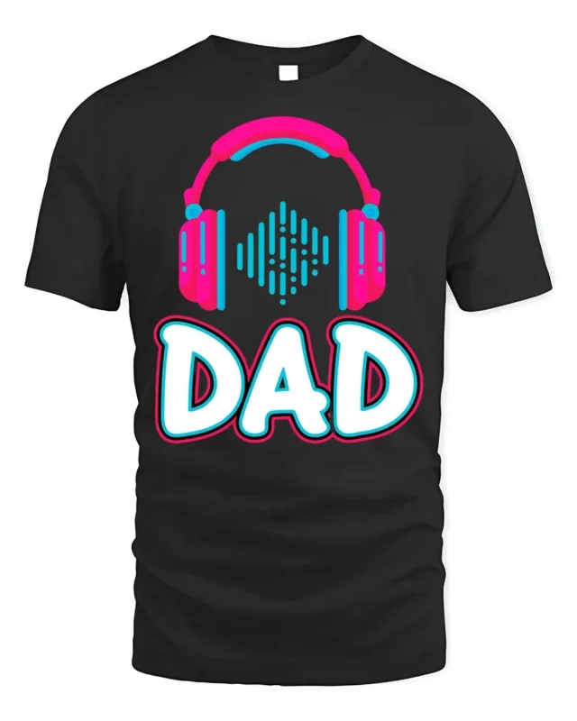 Headphones Dad T-Shirt Funny Music Lover - black t-shirt on white background