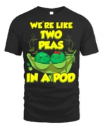 Cute Friendship Peas Graphic Tee Best Friends - black t-shirt on white background