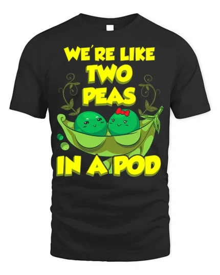Cute Friendship Peas Graphic Tee Best Friends - black t-shirt on white background