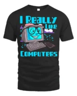 Funny Computer Lover Nerd Graphic Tee - black t-shirt on white background