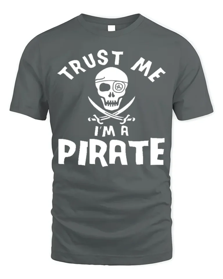 Adventure Seeker Trust Me I’m A Pirate T-Shirt - gray t-shirt on white background