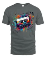 Retro Cassette Tape Graphic T-Shirt Music Lovers - gray t-shirt on white background