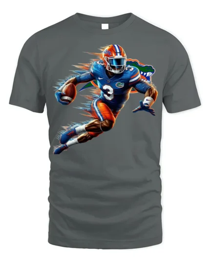 Florida Gators Football T-Shirt Dynamic Running - gray t-shirt on white background