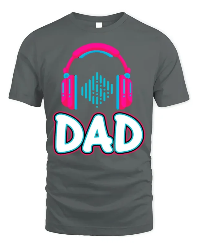 Headphones Dad T-Shirt Funny Music Lover - gray t-shirt on white background