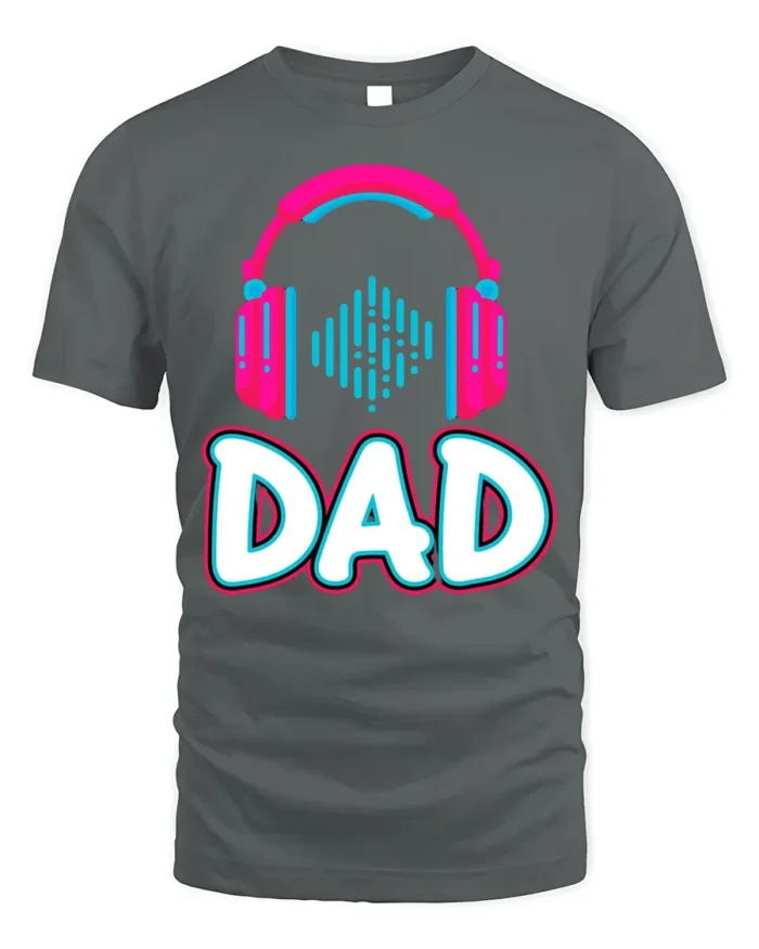 Headphones Dad T-Shirt Funny Music Lover - gray t-shirt on white background