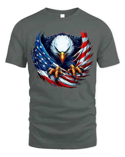 Freedom Eagle Flag Design T-Shirt for Patriots - gray t-shirt on white background