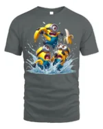 Minions Banana Splash Funny Graphic T-Shirt - gray t-shirt on white background