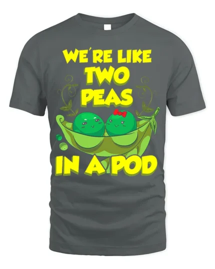 Cute Friendship Peas Graphic Tee Best Friends - gray t-shirt on white background