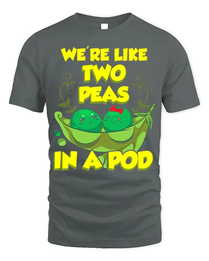 Cute Friendship Peas Graphic Tee Best Friends - gray t-shirt on white background