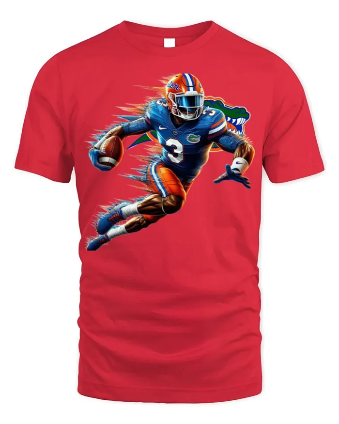 Florida Gators Football T-Shirt Dynamic Running - red t-shirt on white background