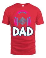 Headphones Dad T-Shirt Funny Music Lover - red t-shirt on white background