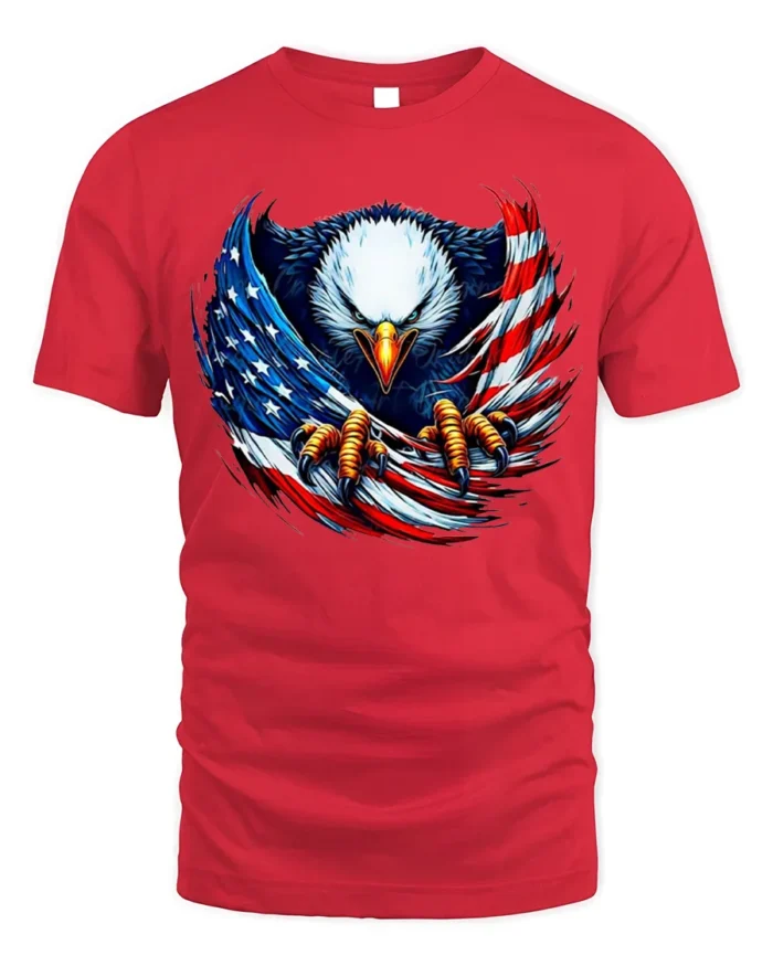 Freedom Eagle Flag Design T-Shirt for Patriots - red t-shirt on white background