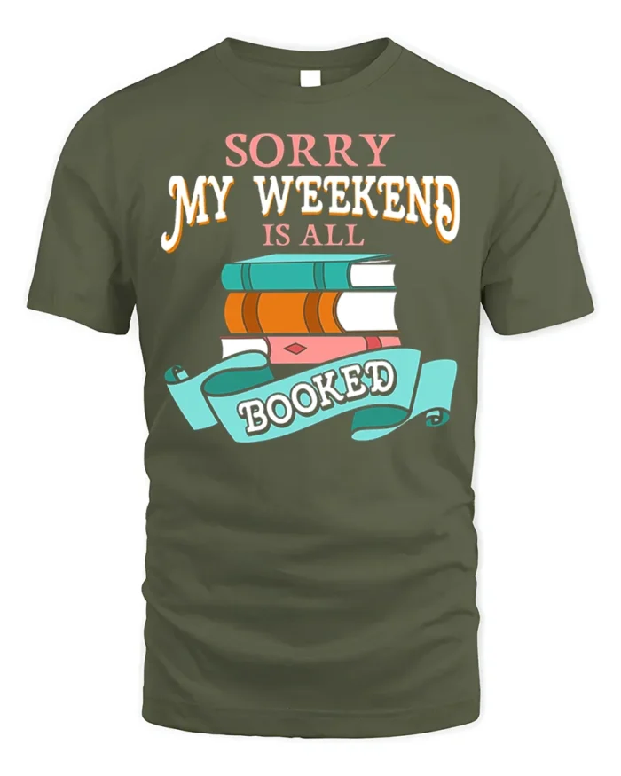 Funny Book Lover Literary Graphic Tee - military green t-shirt on white background