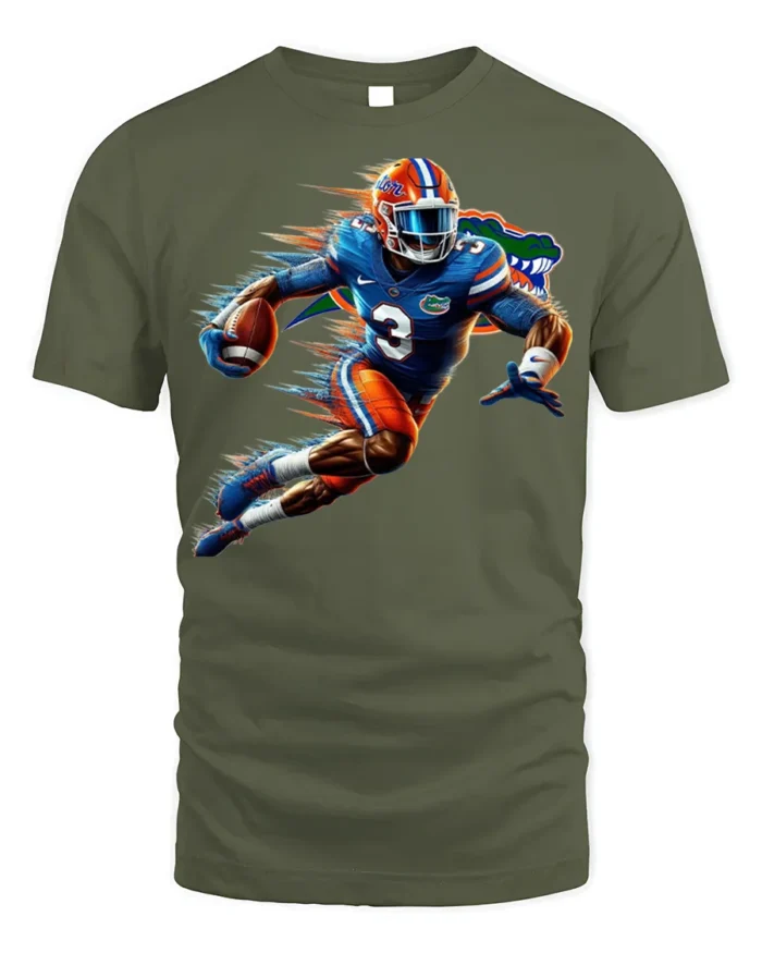 Florida Gators Football T-Shirt Dynamic Running - military green t-shirt on white background