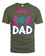 Headphones Dad T-Shirt Funny Music Lover - military green t-shirt on white background