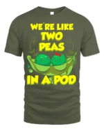 Cute Friendship Peas Graphic Tee Best Friends - military green t-shirt on white background