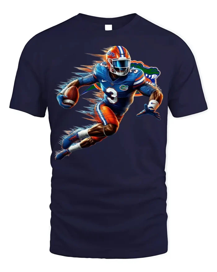 Florida Gators Football T-Shirt Dynamic Running - navy t-shirt on white background