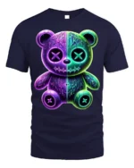 Neon Drip Bear T-Shirt Glow in the Dark Streetwear - navy t-shirt on white background
